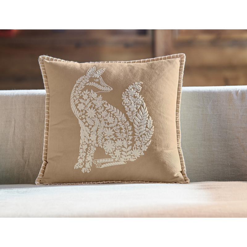 Coussin coton brodé